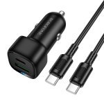 Автомобільний зарядний пристрій з кабелем Type-C+USB/Type-C BOROFONE BZ34B Cloud 38 W чорний