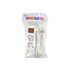 / Мережевий фільтр-подовжувач XH-03 3 розетки, 3 м, із заземленням, білий