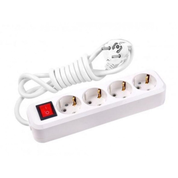 / Мережевий фільтр-подовжувач XH-04 4 розетки, 5м, із заземленням, білий
