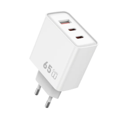 Мережевий зарядний пристрій WIWU 65W Essen GaN Fast Charger 1A+2C Wi-G005 EU White new