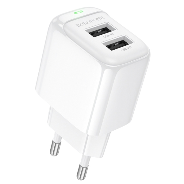 Зарядний блок живлення 2хUSB BOROFONE BAS41A Potential 12 W 5 V 2 A білий