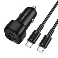 Автомобільний зарядний пристрій з кабелем Type-C+USB/Type-C BOROFONE BZ34B Cloud 38 W чорний