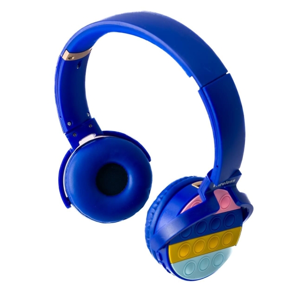 Навушники дитячі бездротові накладні POP IT Rainbow Headset 950BT FM MP3 Bluetooth синій