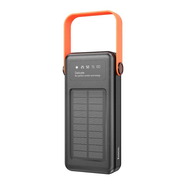 Універсальна мобільна батарея 30000 mAh Hoco DB33 22.5 W повербанк з сонячною батареєю та дисплеєм чорний