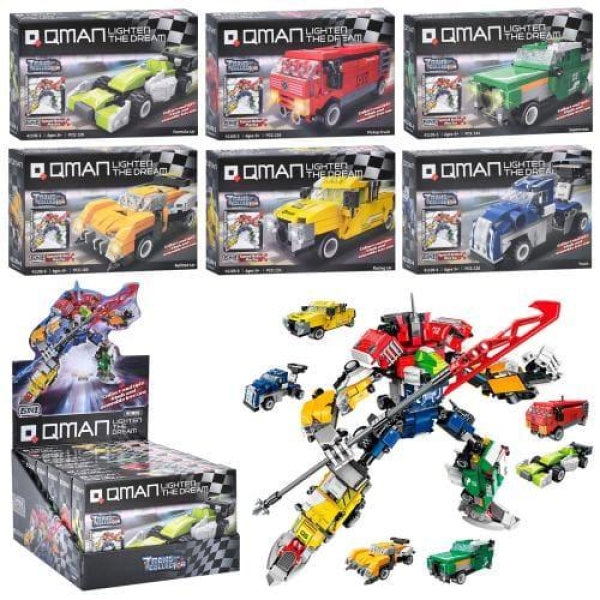 Конструктор Qman, машина, від 126дет, в кор-ці, 6в1 (робот), 6шт (6видів) в дисплеї, 41109 Qman new