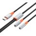 Перехідник 2в1 Type-C M/2х3.5 мм AUX F 1.2 м XO NB-R269B чорний зі сріблястим