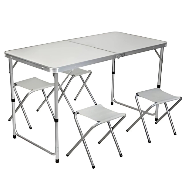 Стіл складаний для пікніка Grand Picnic 120 x 60 см 4 стільці білий