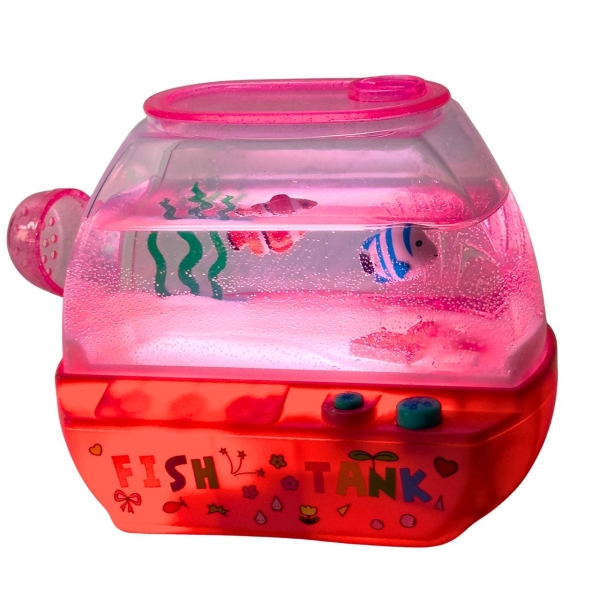 Нічник музичний LED Акваріум від батарейок 14 х 17 см рожевий