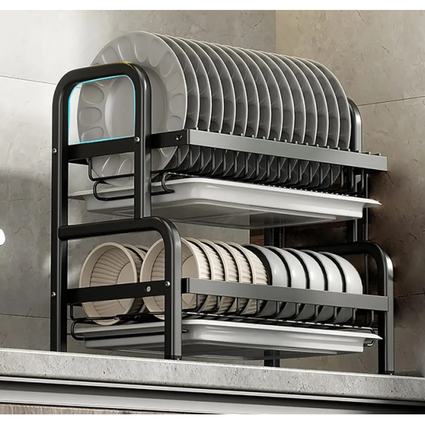 Органайзер для сушіння та зберігання посуду метал 2 яруси Bawl Rack (R2F-43см) new