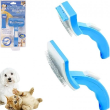 Щітка-пуходерка для вичісування шерсті для котів та собак Pet Zoom Self Cleaning 28613-43 блакитний