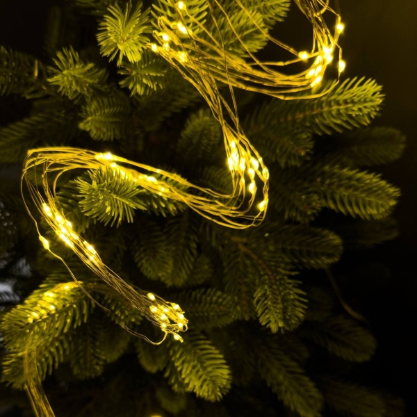 Світлодіодна гірлянда-нитка мідний дріт Кінський хвіст 200 LED Magic Lights USB з пультом крапля 2 м теплий білий