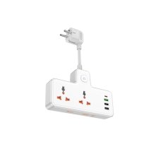 Мережевий фільтр-подовжувач 2 розетки HOCO AC12A 3хUSB/Type C 10 А 0.85 м білий