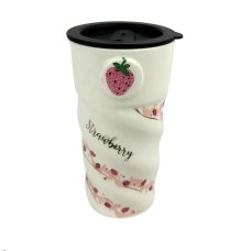 Чашка з кришкою Strawberry 500 мл кераміка білий