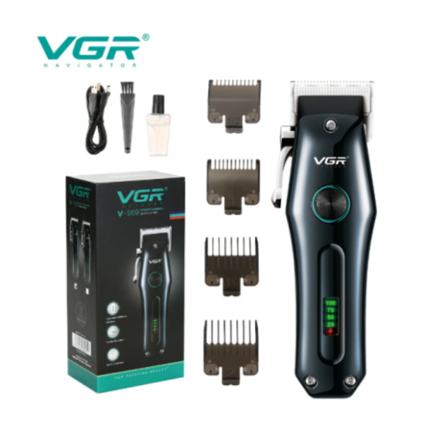 Бездротова машинка для стрижки волосся VGR V-969 USB 4 насадки чорний