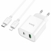 Зарядний пристрій з кабелем Type-C+USB/Apple Lightning 1 м HOCO C80A Plus Rapido 20 W 5 V білий