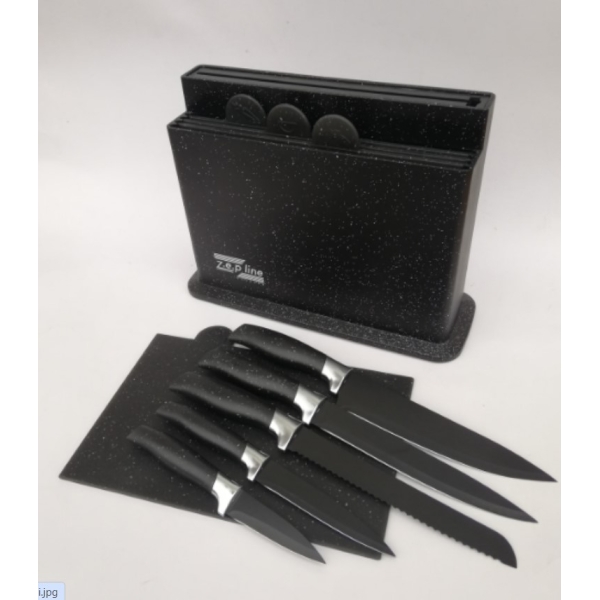 / Набір ножів та обробних дощечок Zepline 043, чорний