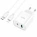 Зарядний пристрій з кабелем Type-C+USB/Apple Lightning 1 м HOCO C80A Plus Rapido 20 W 5 V білий