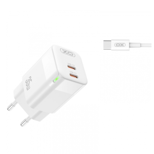 Зарядний пристрій з кабелем 2хType-C/Type-C 1 XO CE07EU 35 W білий