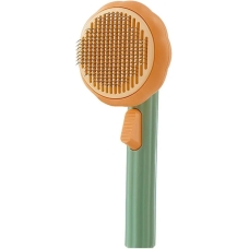 Щітка-пуходерка для вичісування шерсті для котів та собак W26 помаранчевий з зеленим