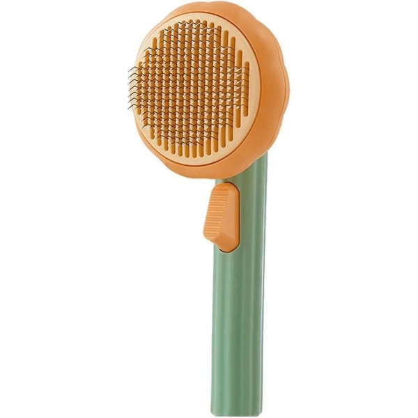 Щітка-пуходерка для вичісування шерсті для котів та собак W26 помаранчевий з зеленим