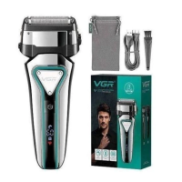Електробритва шейвер VGR V-333 водонепроникна з дисплеєм сріблястий