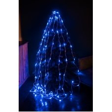 / Світлодіодна гірлянда завіса-водоспад прозорий дріт 2.5 м х 2.5 м Euro Led 320 LED 8 режимів синій