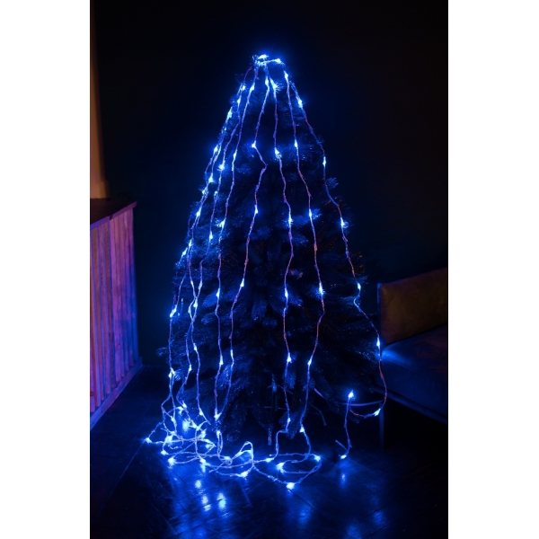 / Світлодіодна гірлянда завіса-водоспад прозорий дріт 2.5 м х 2.5 м Euro Led 320 LED 8 режимів синій