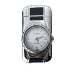 Запальничка газова турбо 10-51 Годинник п'єзовий підпал метал сріблястий