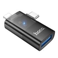 Перехідник HOCO UA36E iP male/C male to USB female OTG 2-in-1 transparent adapter new