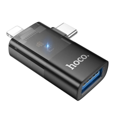 Перехідник HOCO UA36E iP male/C male to USB female OTG 2-in-1 transparent adapter new