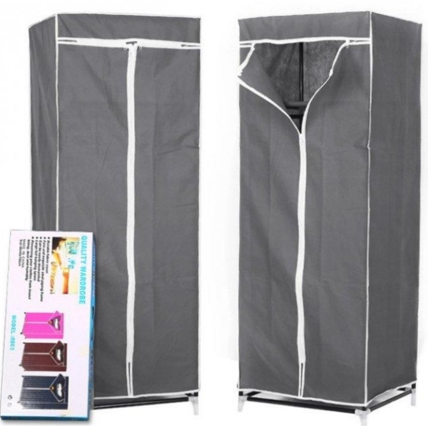 Складана тканинна шафа на 2 секції 160 х 90 х 45 сірий