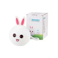 Нічник Кролик Rabbit Soft Touch з рожевими вушками силіконовий акумуляторний