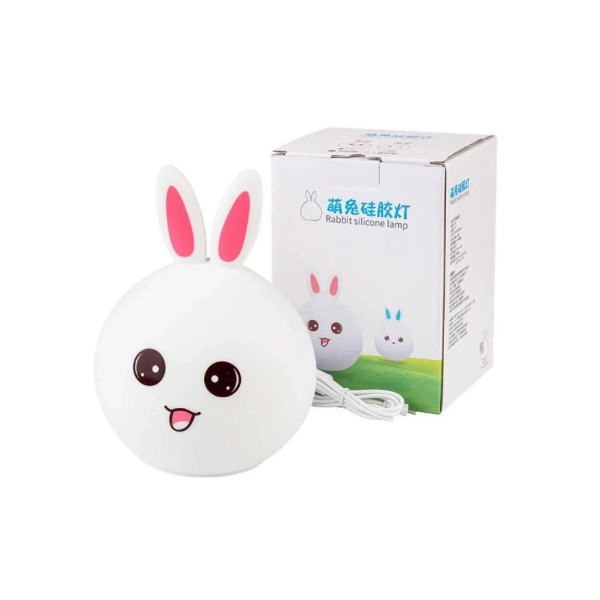 Нічник Кролик Rabbit Soft Touch з рожевими вушками силіконовий акумуляторний