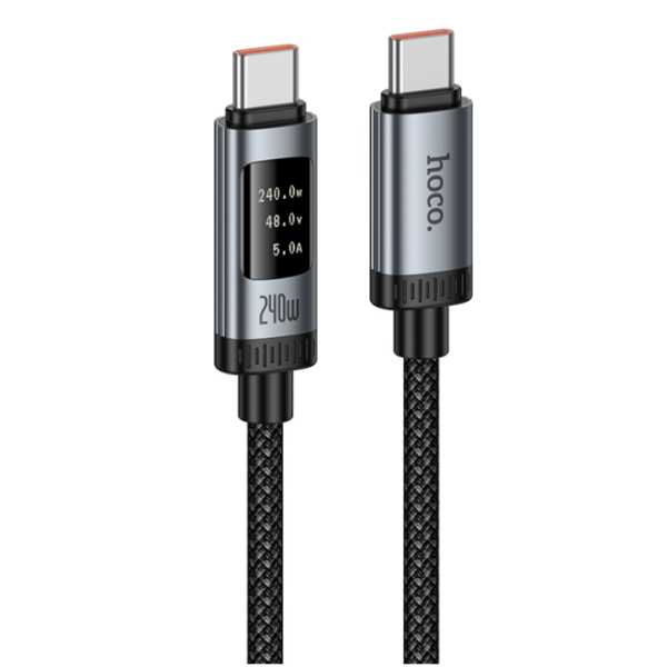Кабель Type-C/Type-C 1.2 м HOCO U148 Lord з дисплеєм 100 Вт чорний