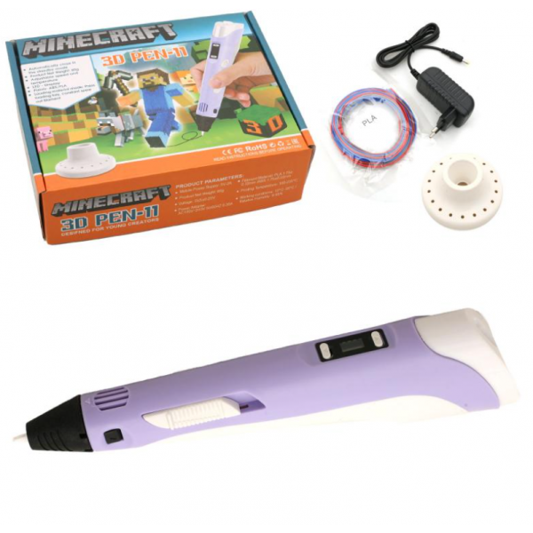 Ручка 3D Mincraft, для дитячої творчості, 3D PEN-44 фіолетовий  new