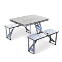 Стіл складаний для пікніка Aluminum Picnic Table 85 х 67 см 4 стільці сірий