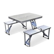 Стіл складаний для пікніка Aluminum Picnic Table 85 х 67 см 4 стільці сірий