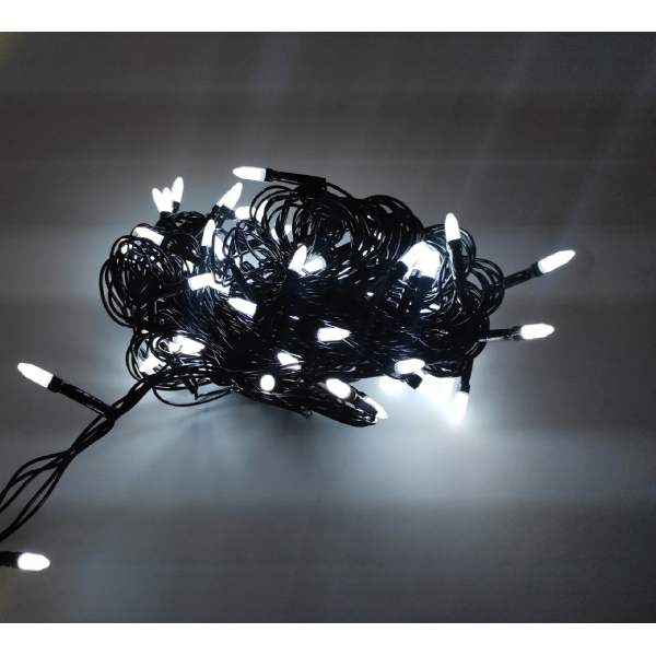 / Світлодіодна гірлянда-нитка чорний дріт 100 LED Euro Led свічка 7.4 м 8 режимів білий