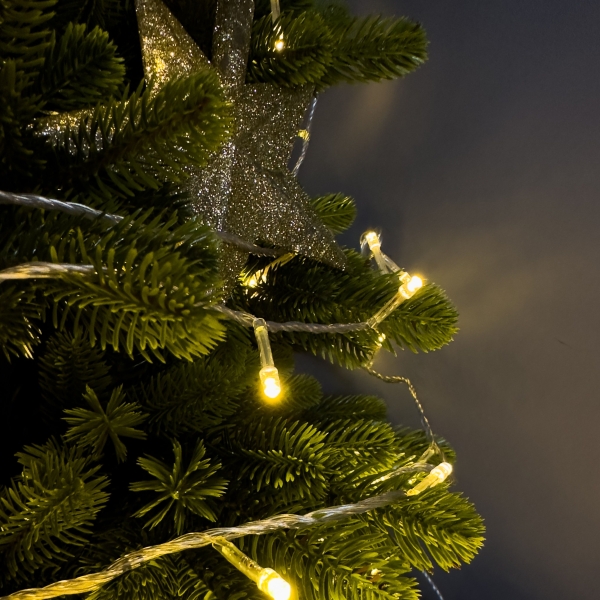 Світлодіодна гірлянда-нитка прозорий дріт 270 LED Euro Led ліхтарики 22 м 8 режимів теплий білий