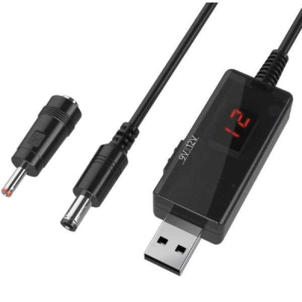 Кабель для роутера USB/DC connector 1 м 9 V/12 V чорний