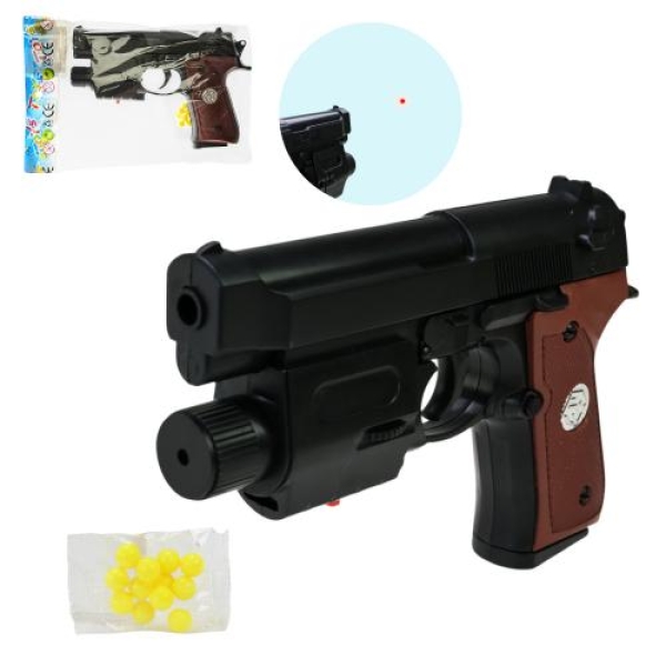 Пістолет батар., лазер, кульки, пакет 15*10*3см , 757-1 new