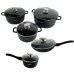 Набір посуду змішаний гранітне покриття 16 предметів Empire EM-7335 зі скляними кришками чорний