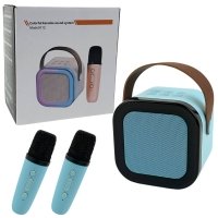 Колонка портативна з 2 мікрофонами Mini K12 Bluetooth LED блакитний