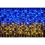 Світлодіодна гірлянда-завіса прозорий дріт Прапор України 120 LED Magic Lights ліхтарики 3 х 2 м мульти