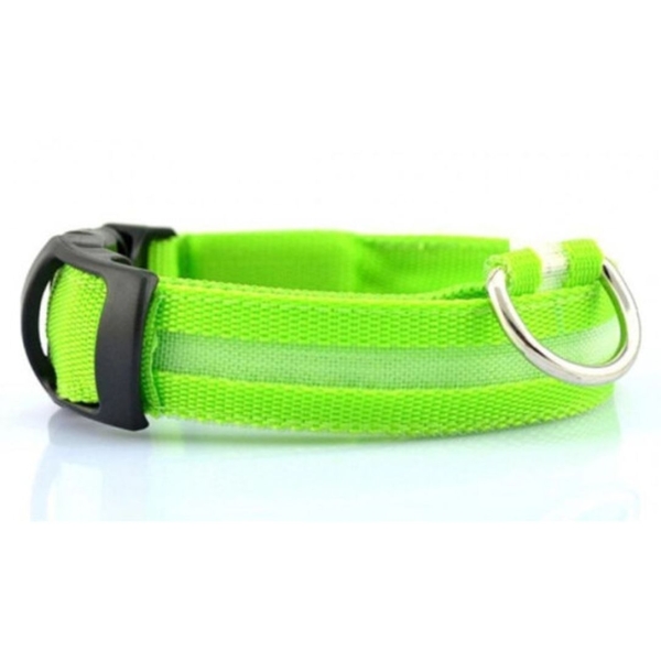 Нашийник текстильний з підсвіткою для собак XXL 60 см від батарейки зелений