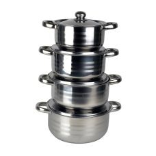 Набір каструль нержавіюча сталь 8 предметів Haushoff 3601 Граф зі скляними кришками сріблястий