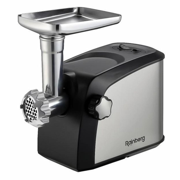 М'ясорубка електрична Rainberg RB-673А з додатковими насадками 3800 Вт чорний зі сріблястим
