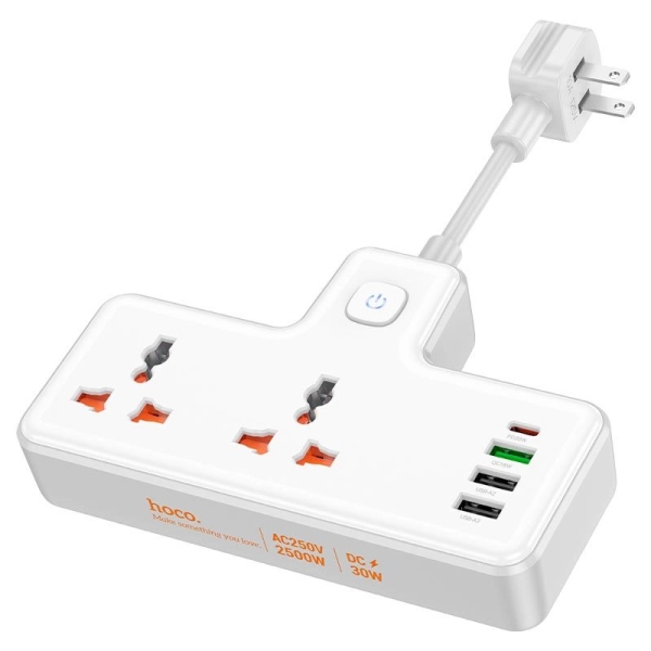 Мережевий подовжувач HOCO AC12 Reise 2-position expansion socket(PD30W/1C3A) (US) White new