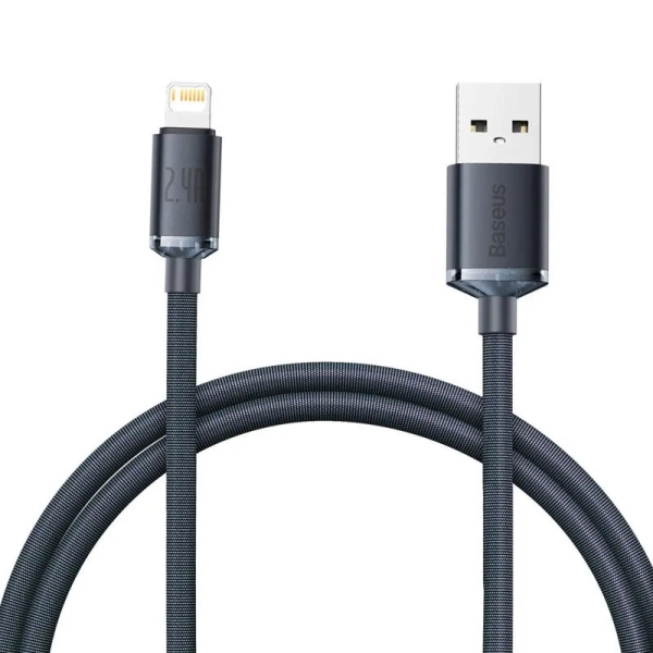 Кабель USB/Apple Lightning 1.2 м Baseus Crystal Shine 2.4 А чорний