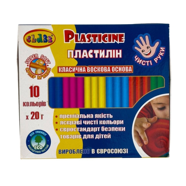 Набір пластиліну 10 кольорів Class 7645C восковий зі стеком